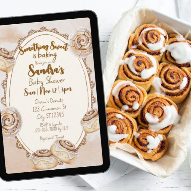 Something Sweet, Cinnamon Roll Baby Shower Invitation (Creator Uploaded)