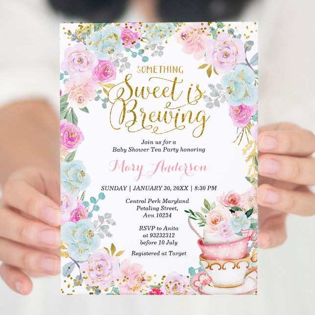  Something Sweet is Brewing Tea Party Baby Shower  Invitation (Creator Uploaded)