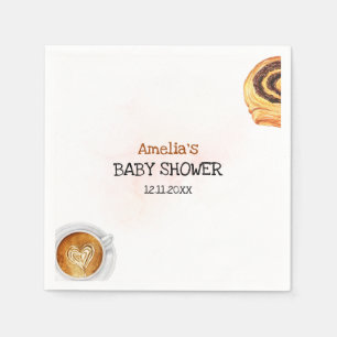 Something Sweet is Brewing Watercolor Baby Shower Napkin