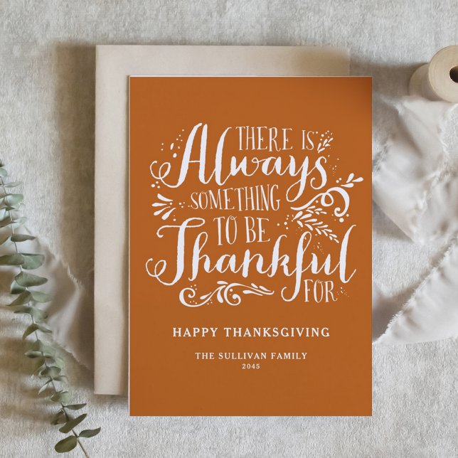 Something To Be Thankful For Orange Thanksgiving Holiday Card (Creator Uploaded)