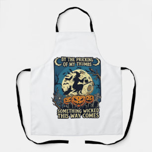 Something Wicked Way Comes Witch Halloween Pumpkin Apron
