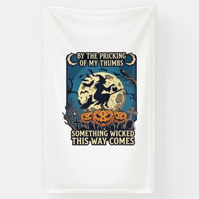 Something Wicked Way Comes Witch Halloween Pumpkin Banner (Vertical)