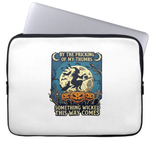 Something Wicked Way Comes Witch Halloween Pumpkin Laptop Sleeve