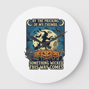 Something Wicked Way Comes Witch Halloween Pumpkin Large Clock