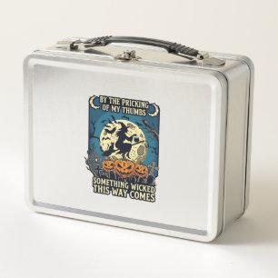 Something Wicked Way Comes Witch Halloween Pumpkin Metal Lunch Box