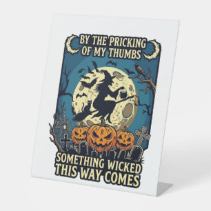 Something Wicked Way Comes Witch Halloween Pumpkin Pedestal Sign