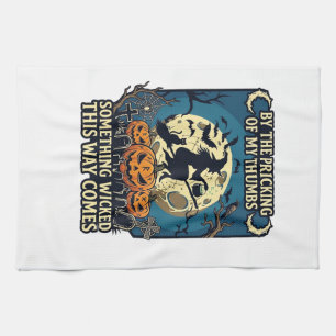 Something Wicked Way Comes Witch Halloween Pumpkin Tea Towel