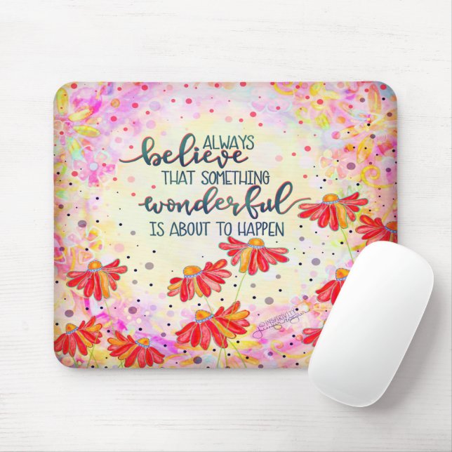 Something Wonderful Quote Pretty Inspirivity Mouse Mat (With Mouse)