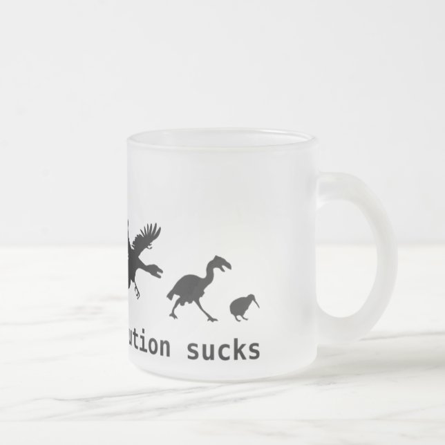 Sometimes, evolution sucks frosted glass coffee mug (Right)