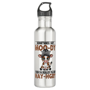 Sometimes I Get Moo-dy Hay-ngry Cow 710 Ml Water Bottle