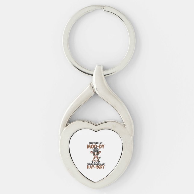 Sometimes I Get Moo-dy Hay-ngry Cow Key Ring (Front)