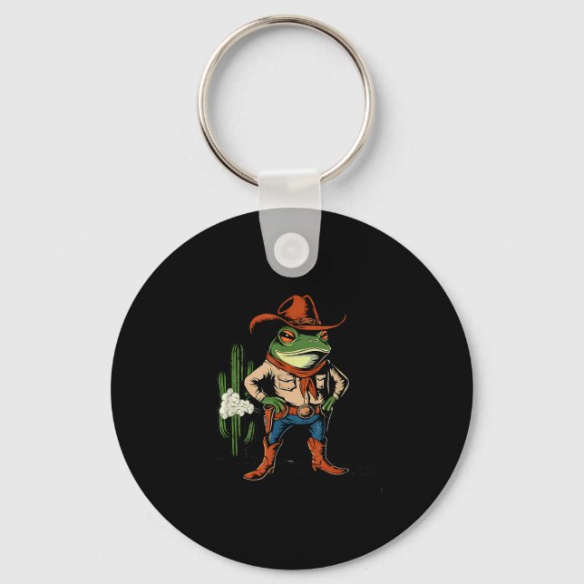 Sometimes I Just Be Farting Funny Cowboy Frog  Key Ring (Front)