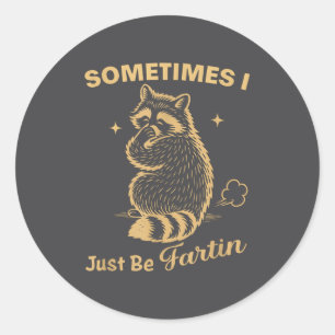 Sometimes I Just Be Farting Funny Vintage Raccoon  Classic Round Sticker