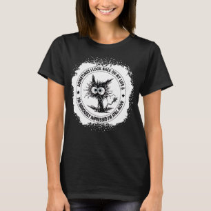 Sometimes Look Back On My Life Black Cat Bleached T-Shirt