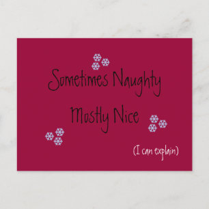 Sometimes Naughty Mostly Nice Holiday Postcard
