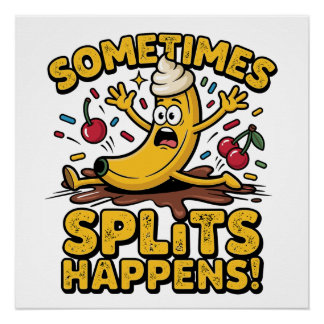 Sometimes… Splits Happens! – Funny Banana Slip Poster