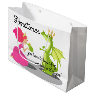 Sometimes You Need To Kiss a Frog or Dragon Large Gift Bag