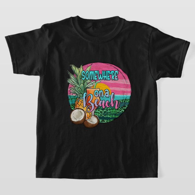 Somewhere On A Beach Pineapple Funny Beach Summer  T-Shirt (Laydown)