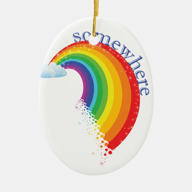 Somewhere Over the Rainbow Ceramic Tree Decoration (Front)