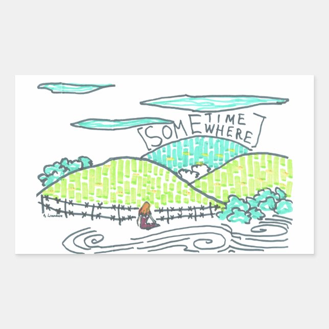 Somewhere / Sometime Rectangular Sticker (Front)