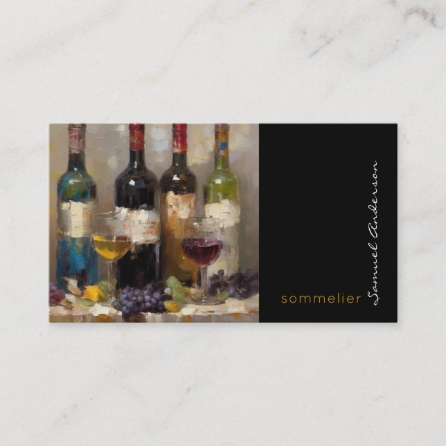 Sommelier Bartender Wine Master Business Cards (Front)