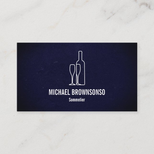 Sommelier Blue Wine Bottle Business Card (Front)
