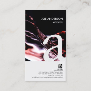 Sommelier Bold Monogram Wine Flow Business Card