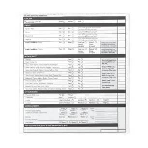 Sommelier Deductive Tasting Grid White Wine Blank  Notepad