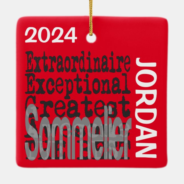 Sommelier Extraordinaire CUSTOM Ceramic Ornament (Back)