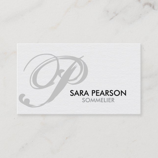Sommelier Food Beverage Monogram Business Card (Front)