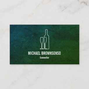 Sommelier Green Wine Bottle Business Card