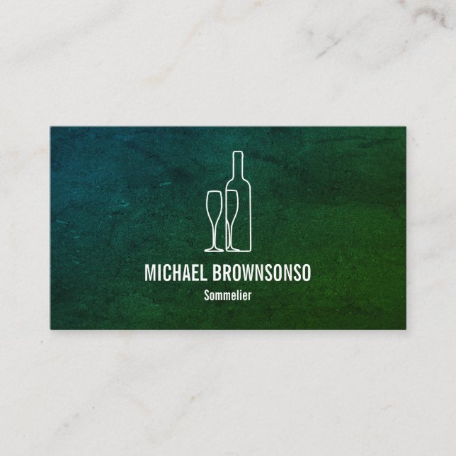 Sommelier Green Wine Bottle Business Card (Front)