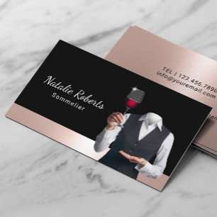 Sommelier Modern Rose Gold Wine Bartender Business Card