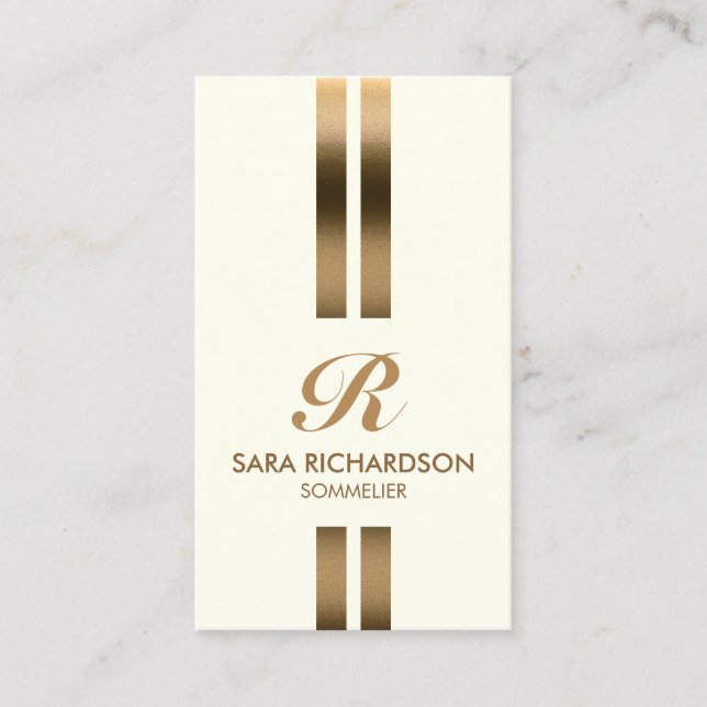 Sommelier Monogram Faux Gold Business Card (Front)