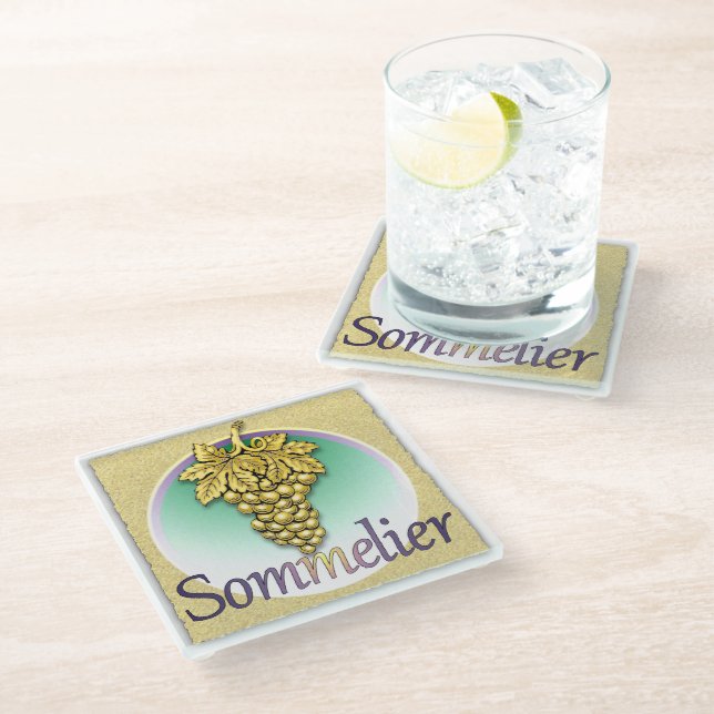 Sommelier Symbol Glass Coaster (Angled)
