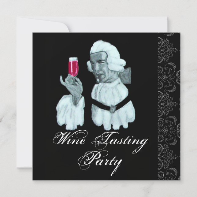 SOMMELIER WINE TASTING PARTY Damask, Champagne Invitation (Front)