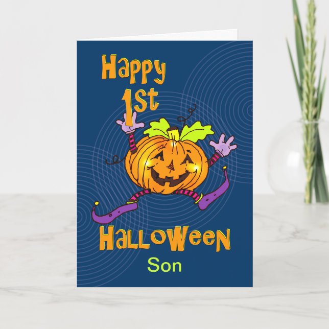 Son 1st Halloween Happy Pumpkin Card (Front)