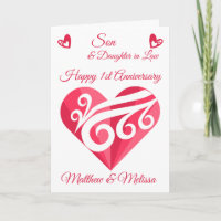 Son 1st Wedding Anniversary Pink Heart