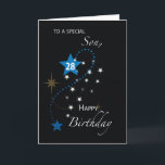 Son 28th Birthday Star Inspirational Blue & Black Card<br><div class="desc">We know that you are in search of that perfect birthday card to give your son for his 28th birthday. Now we are happy to say that your search is now over. Greet him and inspire him with this elegant black and blue card.</div>