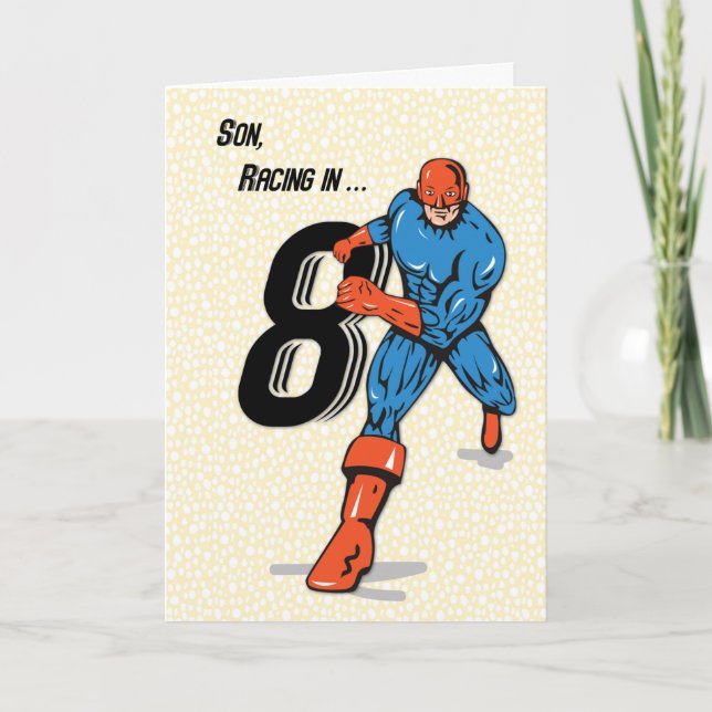 Son 8th Birthday Superhero Card (Front)