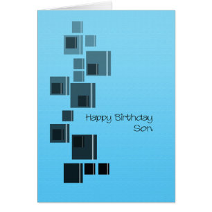 Son Abstract Design Blue Birthday Card