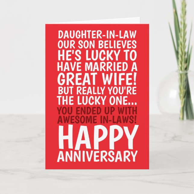 Son and Daughter-in-law Anniversary Card  (Front)