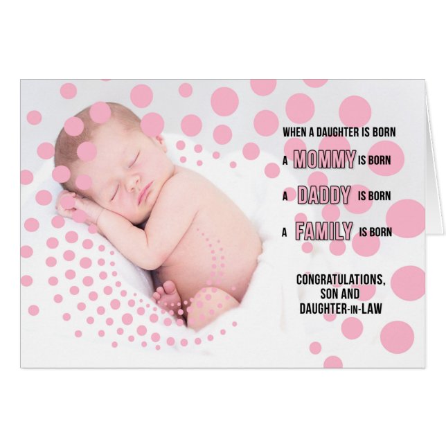 Son and Daughter in Law Baby Girl Congratulations (Front Horizontal)