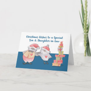Son and Daughter in Law Cute Christmas Birds Card