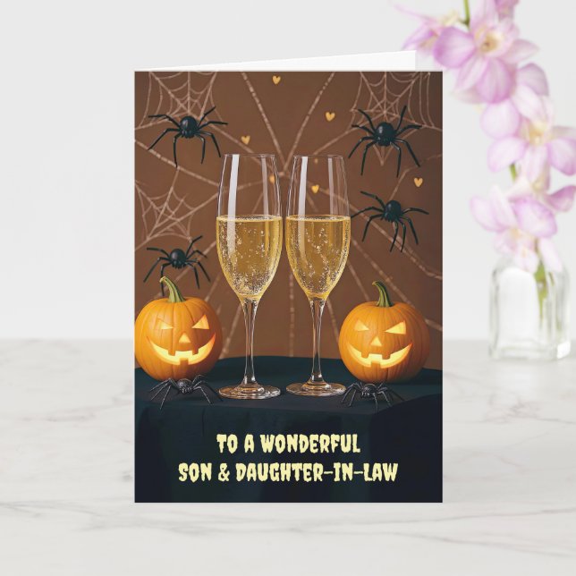Son and Daughter in Law Happy Halloween Cute Card (Orchid)