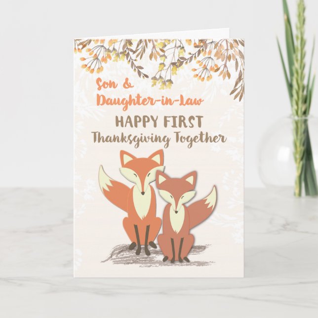 Son and Daughter-in-Law Newlyweds 1st Thanksgiving Holiday Card (Front)