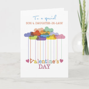 Son and Daughter-in-Law Valentine Rainbow Clouds Holiday Card