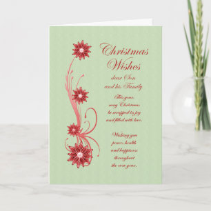 Son and Family Christmas Scrolls Flowers Holiday Card