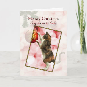Son and his family, Meowy Christmas Holiday Card