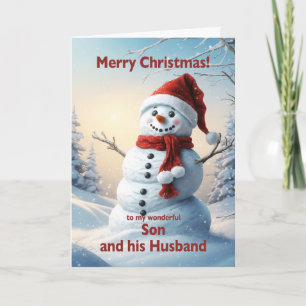 Son and his Husband Christmas Snowman Holiday Card